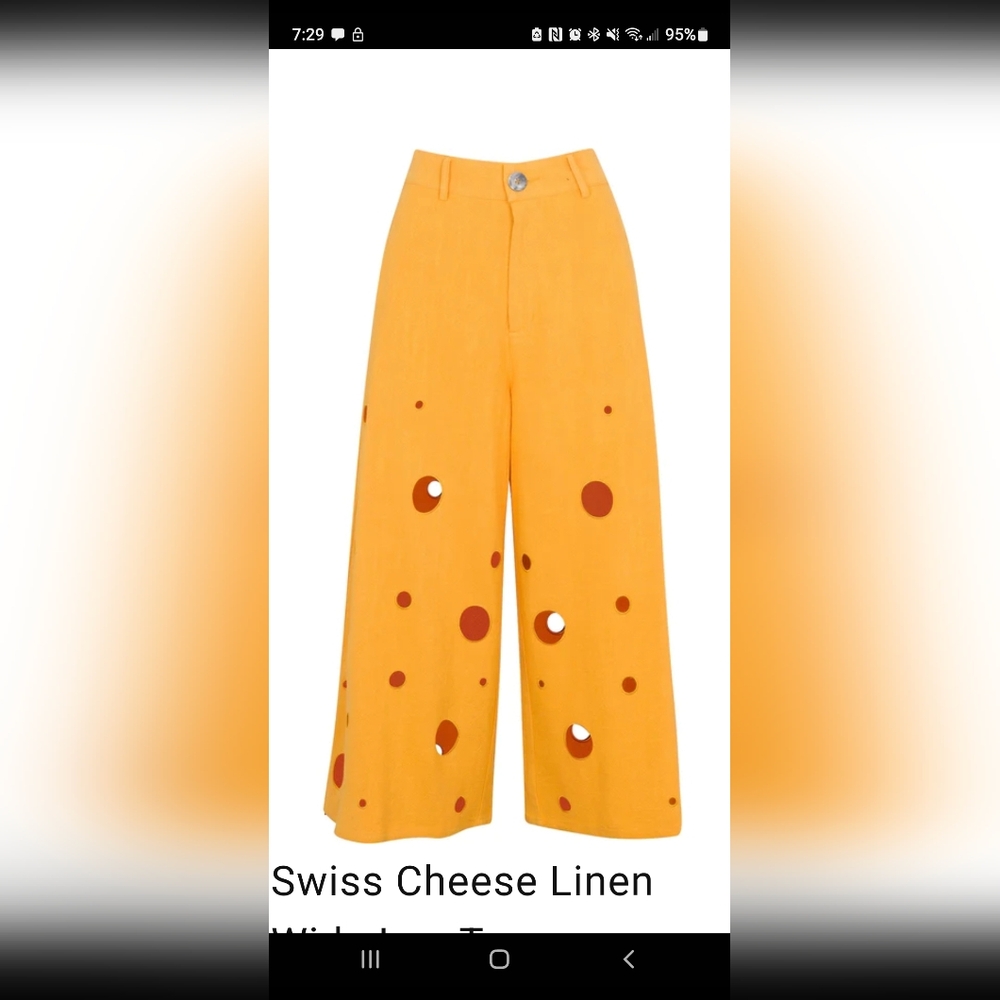 Swiss Cheese Linen Wide Leg Trousers by Fashion Brand Company